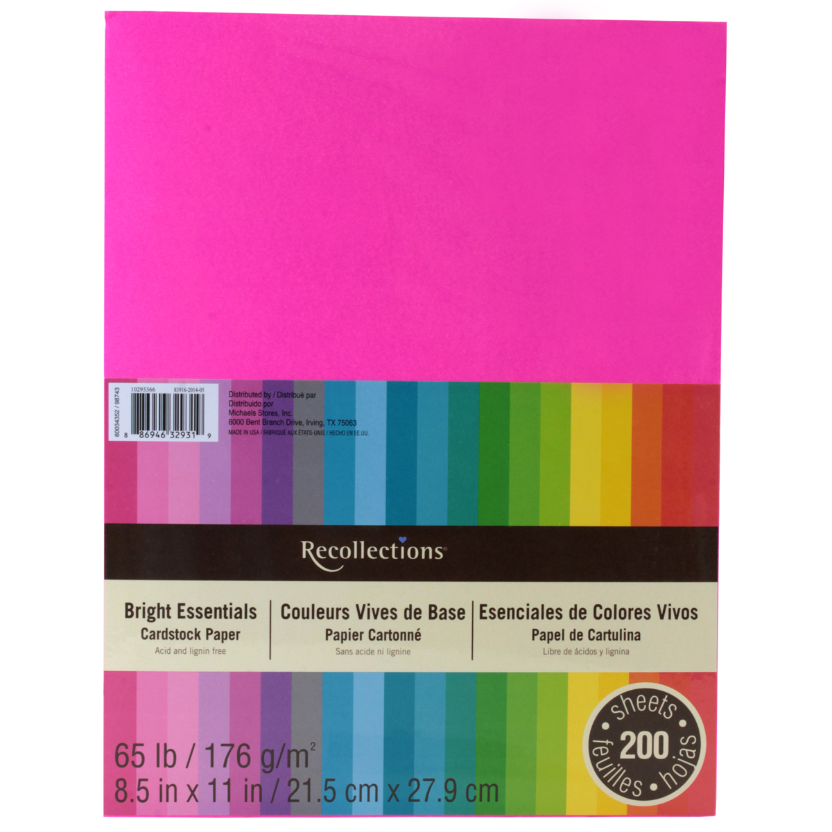 Bright Essentials 8.5 x 11 Cardstock Paper by Recollections®, 200 Sheets